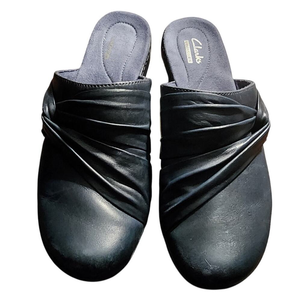 Clarks Collection Leisa Deina Mule Slip On Blue Twist Leather Clogs Size 10